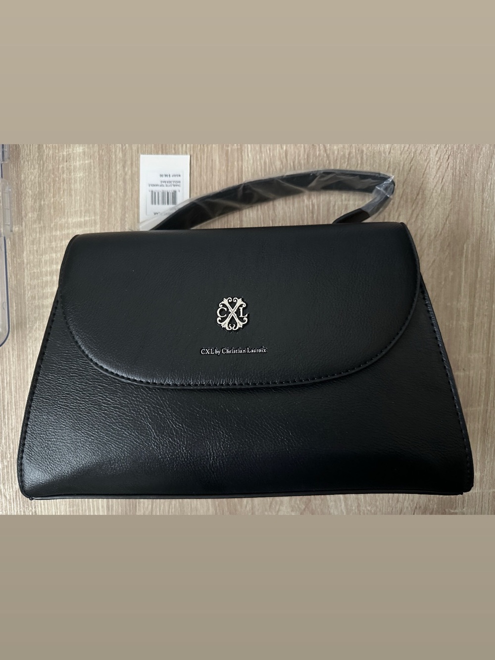 Christian Lacroix Black Structured Shoulder Bag with Silver Logo
